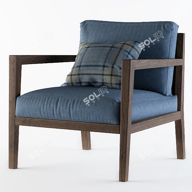 Elegant Poliform Camilla Blue Armchair 3D model image 1