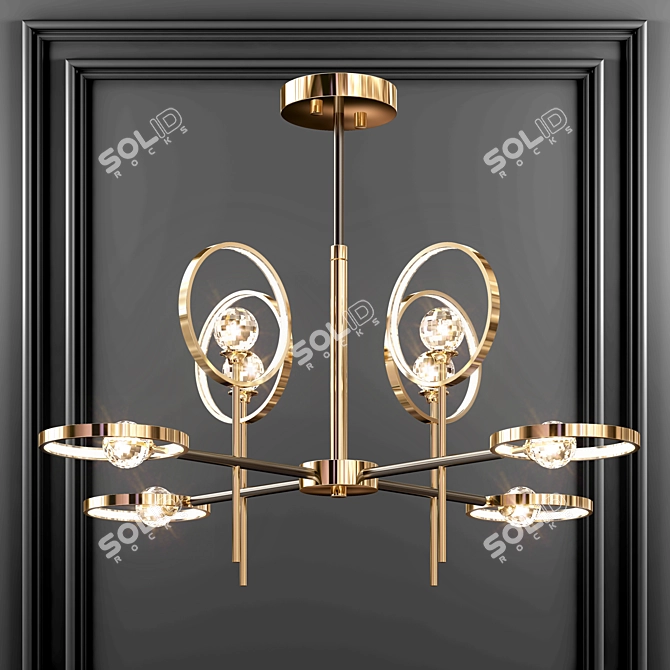 Sleek Metal Chandelier 3D model image 1