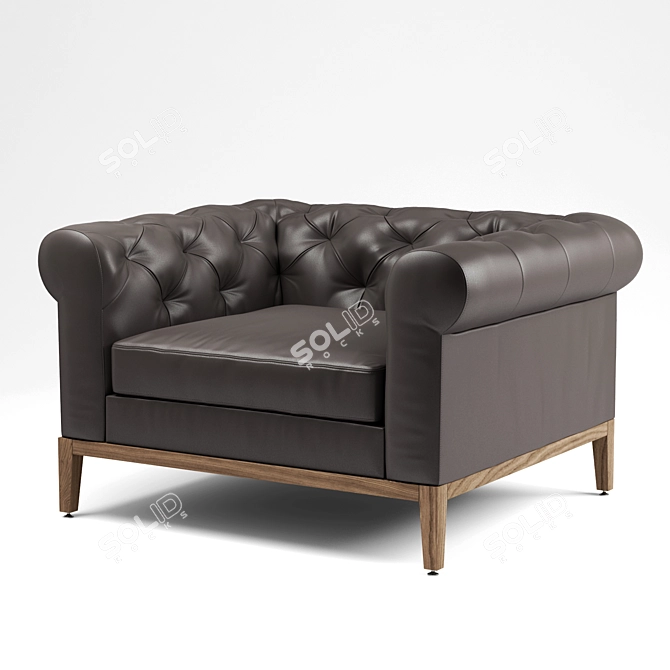 Italian Chesterfield Leather Chair 3D model image 1