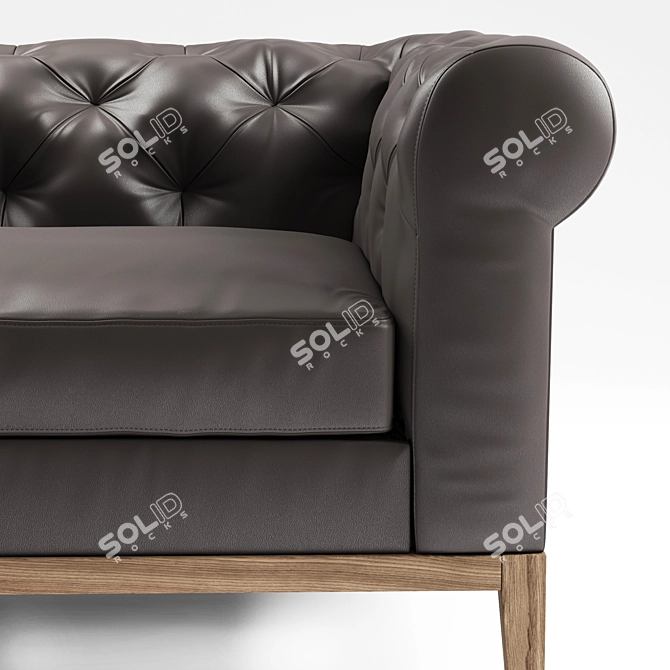 Italian Chesterfield Leather Chair 3D model image 2