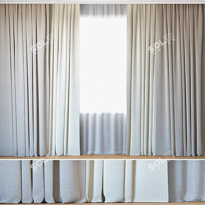 Elegant Curtains with Tulle | ROHI Opera 3D model image 1