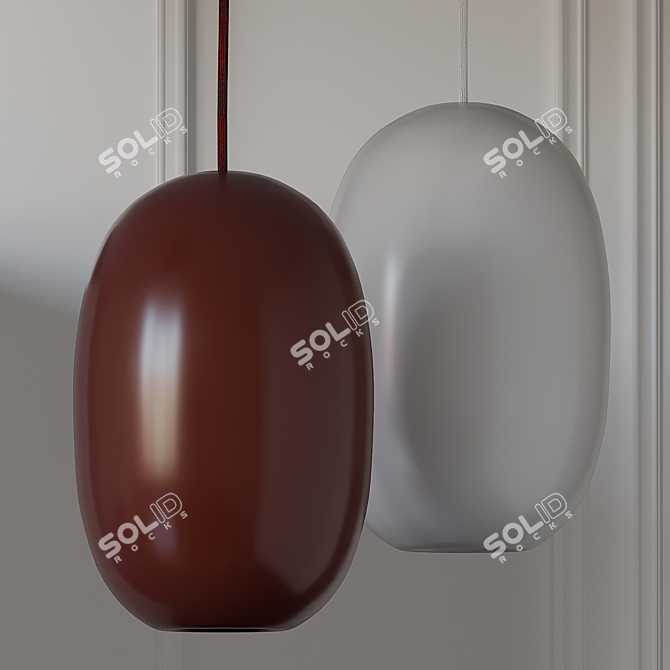 Elongated Pebble Pendant in 4 Striking Variants 3D model image 2
