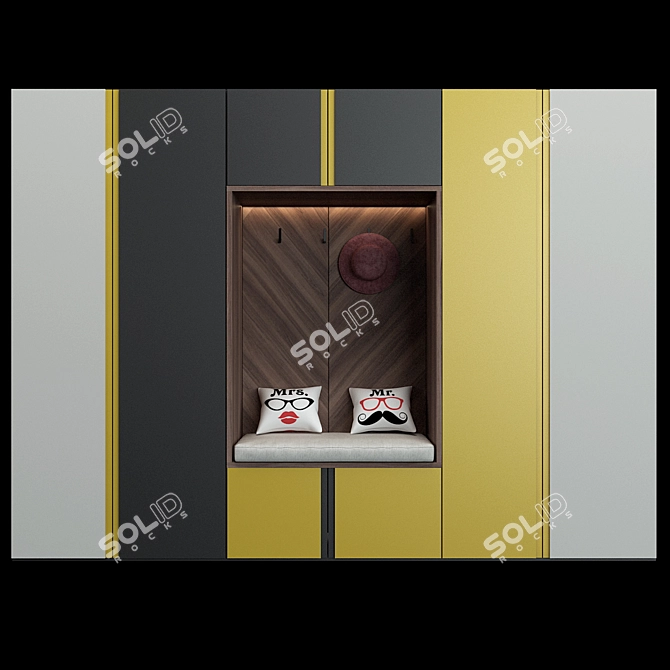 Modern Black Wooden Cabinet 3D model image 1