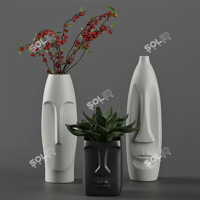 Pretty in Pink Vase Set 3D model image 1