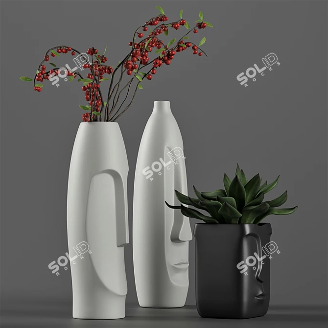 Pretty in Pink Vase Set 3D model image 2