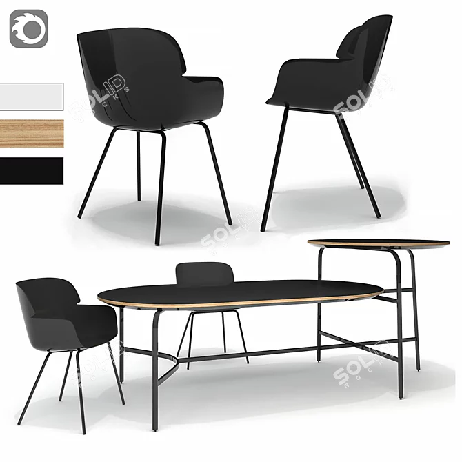 NORM Architects Park Set: Hi/Low Meeting Table & Side Chair 3D model image 1