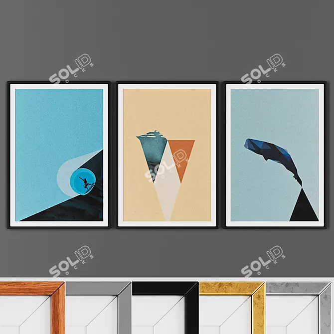 Customizable Set of 3 Picture Frames 3D model image 1