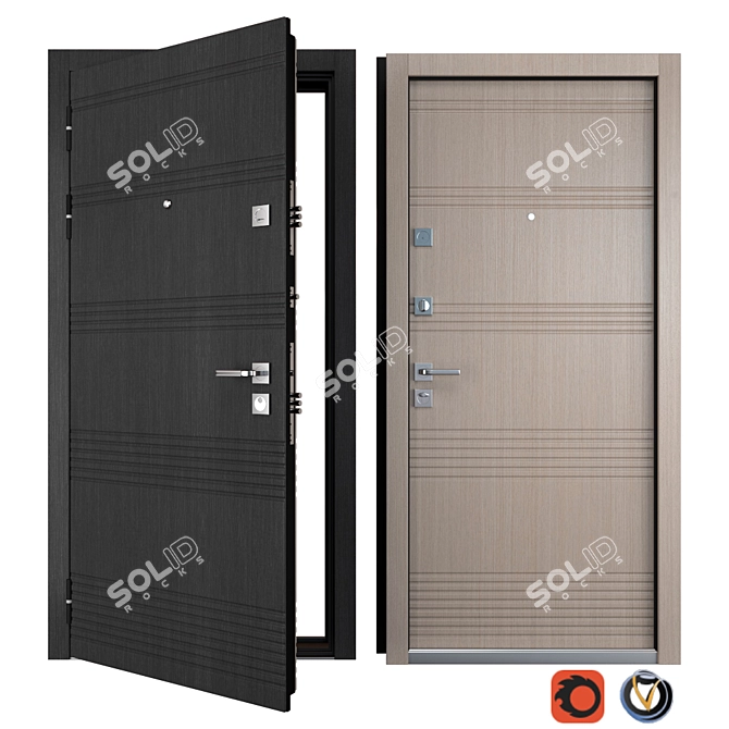 Elegant Entrance Metal Door - VANESSA K-2 3D model image 1