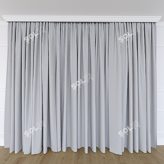 Modern Composition Portiere with Sheer and Cornice 3D model image 1