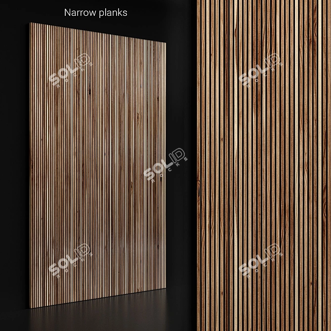 Elegant Wood Wall Planks 3D model image 1