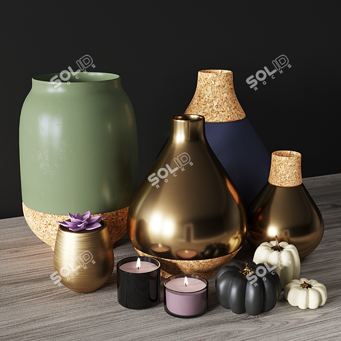 Elegant Teardrop Vase Set 3D model image 2