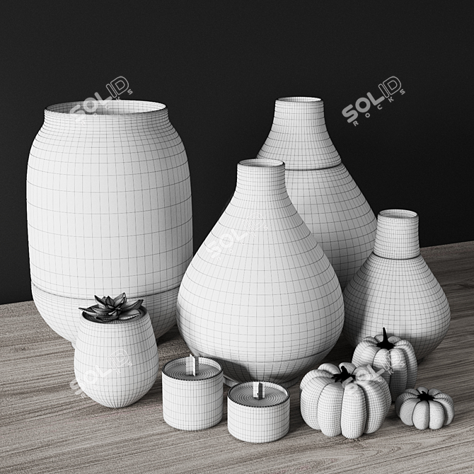 Elegant Teardrop Vase Set 3D model image 3