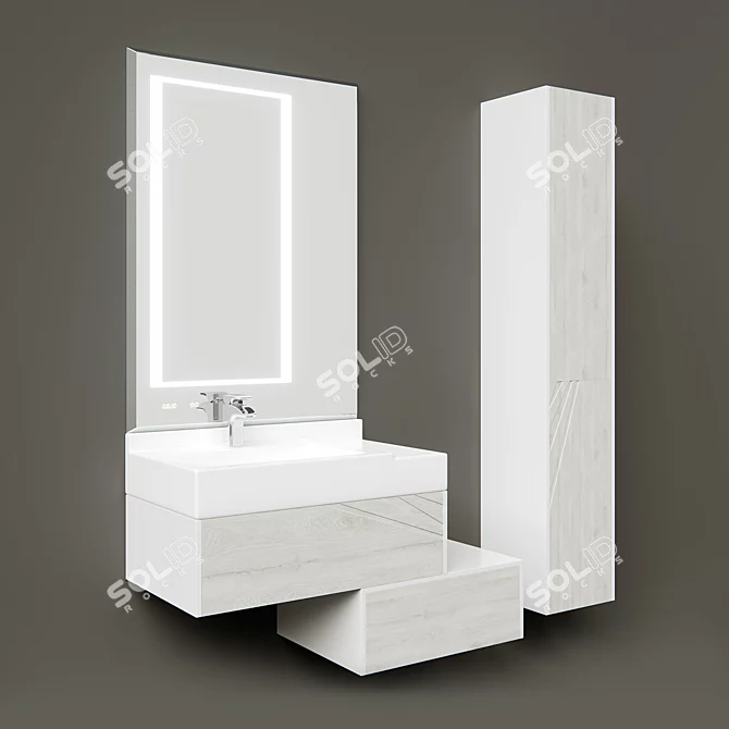 Aquaton Sakura 80 - Stylish Bathroom Furniture Set 3D model image 1