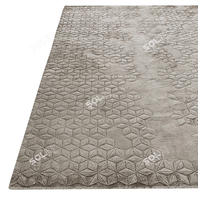 Starry Silk: Handknotted Luxury Rug 3D model image 2
