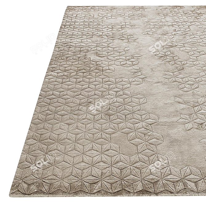 Starry Silk: Handknotted Luxury Rug 3D model image 3