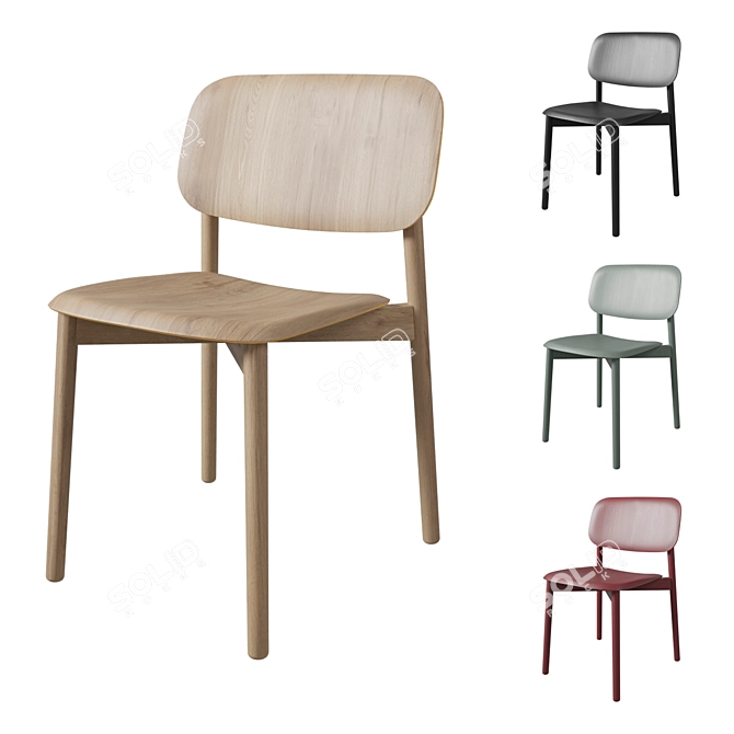 Hay Soft Edge 12: Stylish Oak Chair 3D model image 1