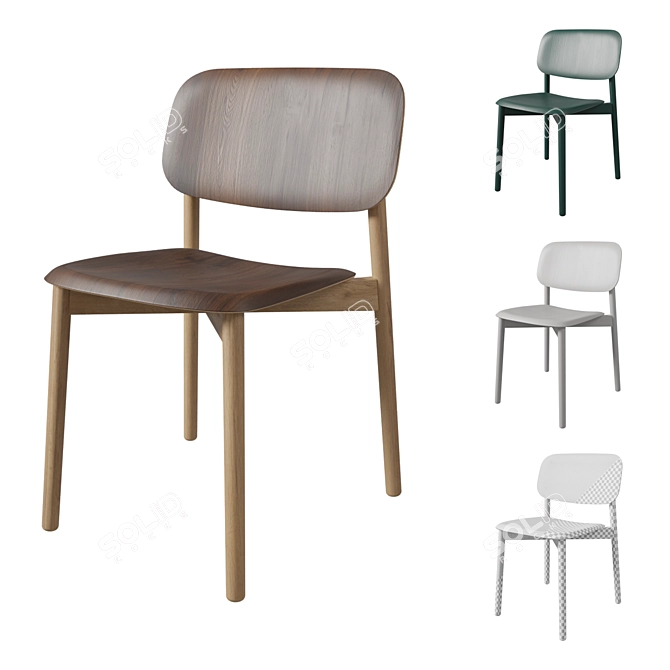 Hay Soft Edge 12: Stylish Oak Chair 3D model image 2