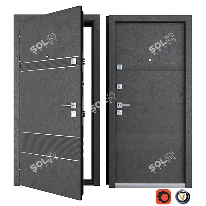 Louna Metal Entrance Door: Stylish and Secure 3D model image 1