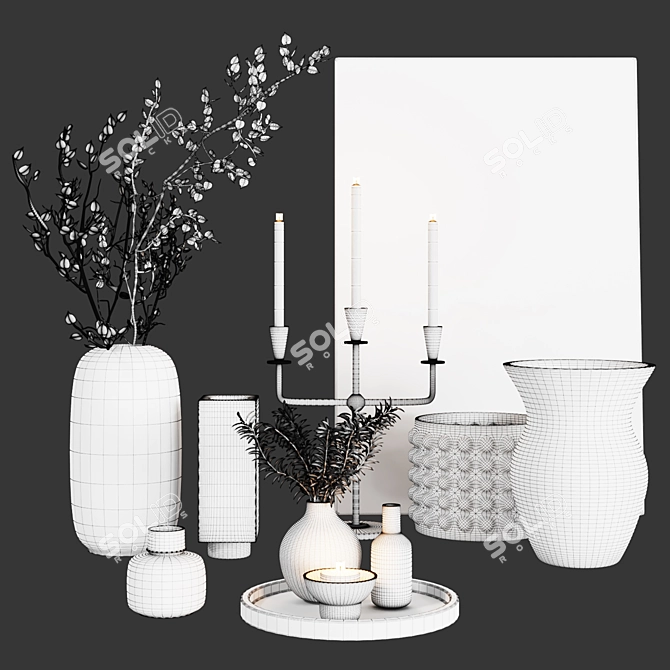 Elegant Glass Vase Set 3D model image 2
