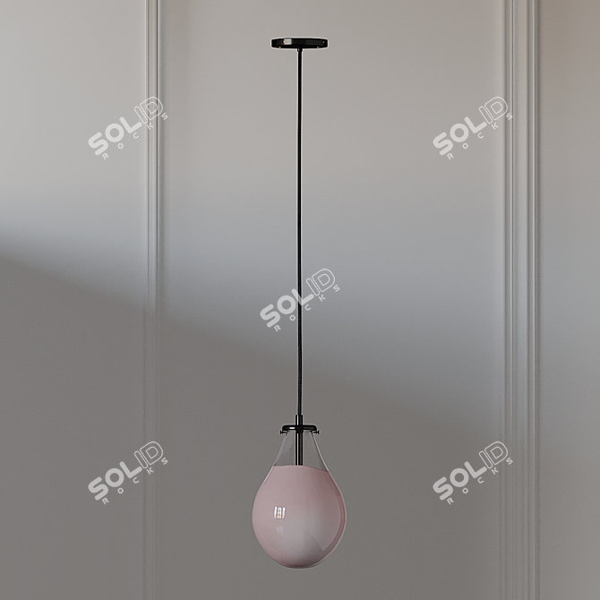 Pink Opaque Teardrop Pendant 3D model image 2