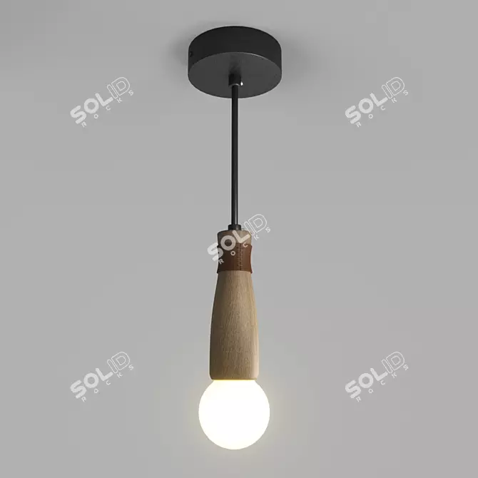 Modern Wood Pendant Lamp 3D model image 1