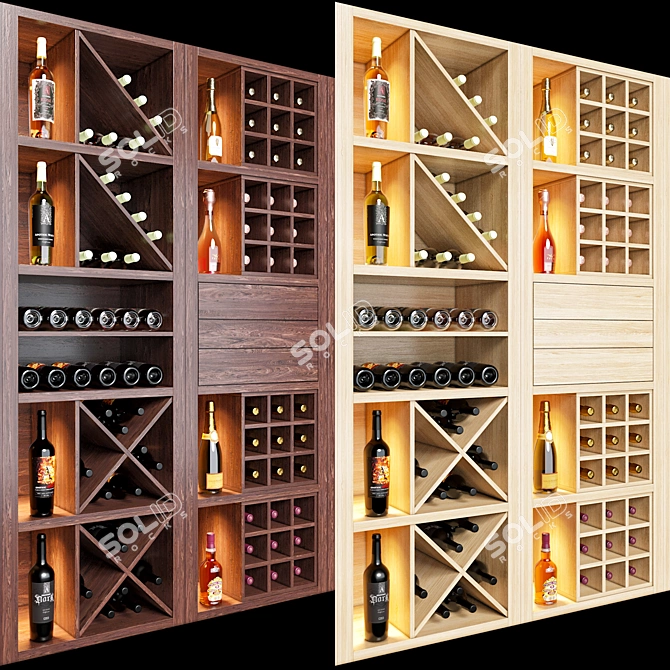 Elegant Wine Shelv: Merlot, Cabernet, Whiskey 3D model image 3