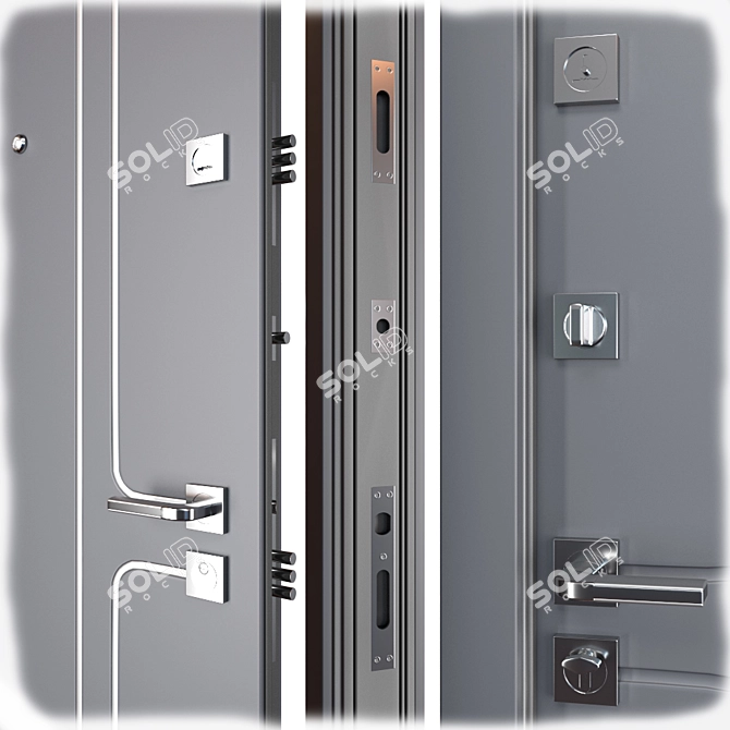 Vista Entrance Metal Door: Modern, Secure, Durable 3D model image 2