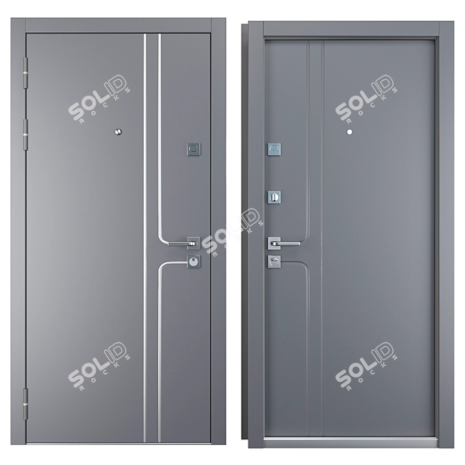 Vista Entrance Metal Door: Modern, Secure, Durable 3D model image 3