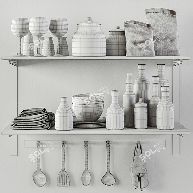 Elegant Kitchen Decor Set 3D model image 3