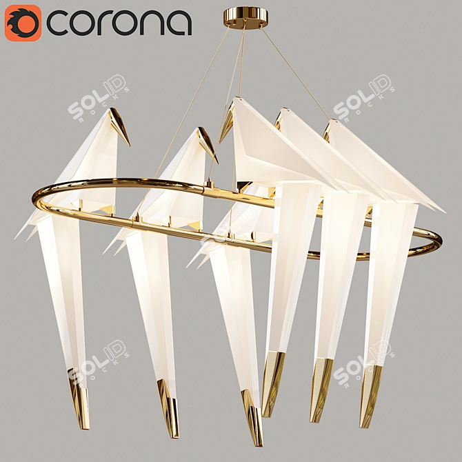 Modern Perch Light Chandelier - 6 Heads 3D model image 1