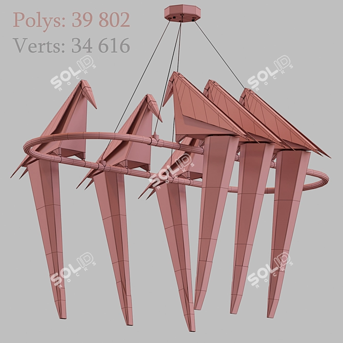 Modern Perch Light Chandelier - 6 Heads 3D model image 2