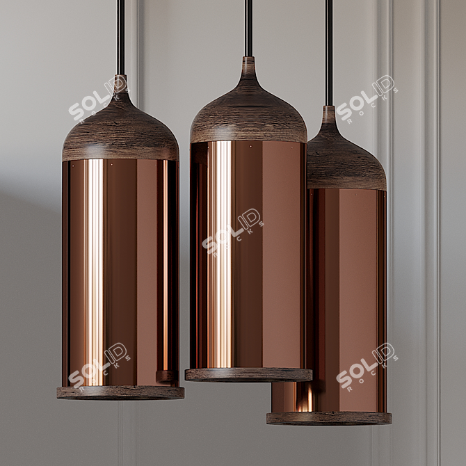 Elegant Copper Pendant Lamp 3D model image 1