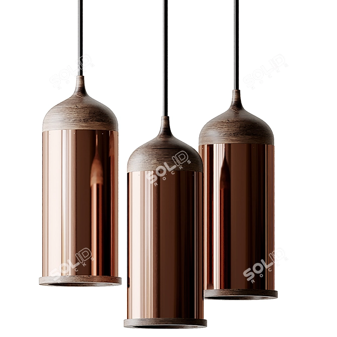 Elegant Copper Pendant Lamp 3D model image 3