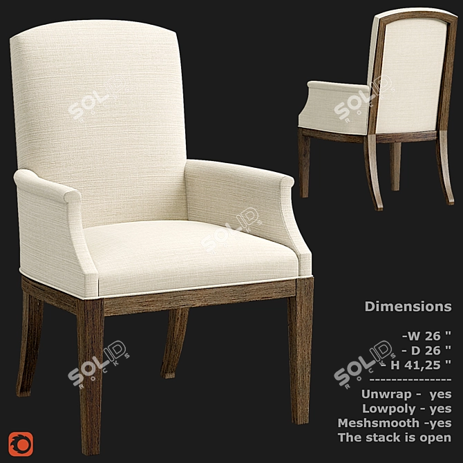 Modern Tison Armchair: Stylish Dining Comfort 3D model image 1