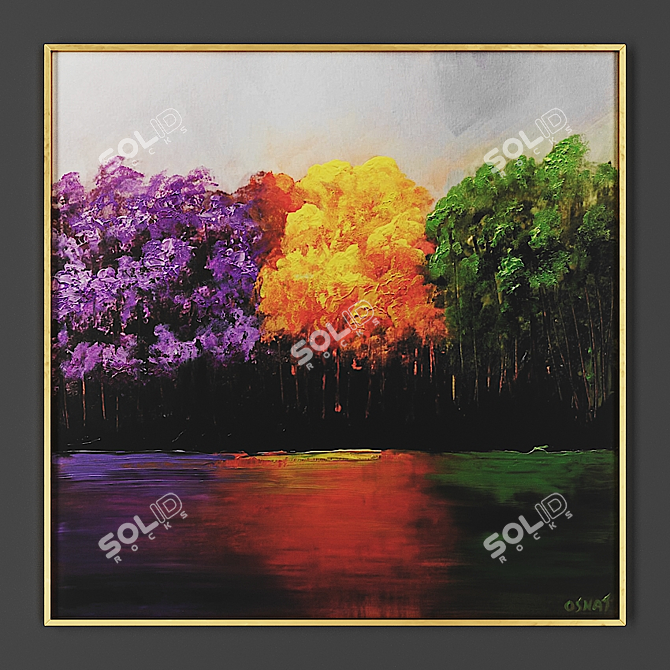 Elegant Framed Art Piece 3D model image 1