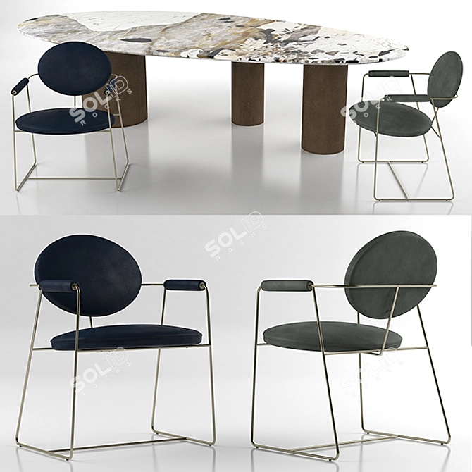 Sophisticated Gemma Chair and Elegant Lagos Table 3D model image 1