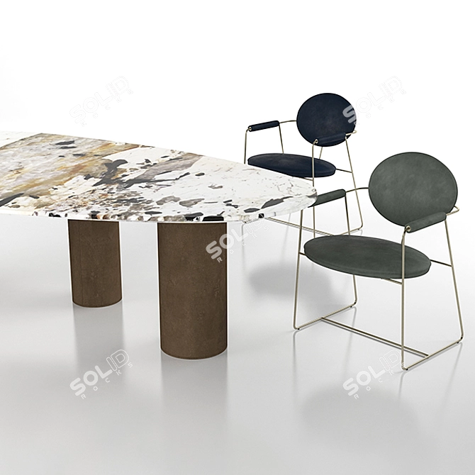 Sophisticated Gemma Chair and Elegant Lagos Table 3D model image 3