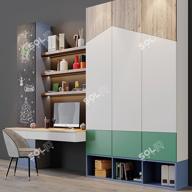 Product Title: Modern Workplace Desk 3D model image 2