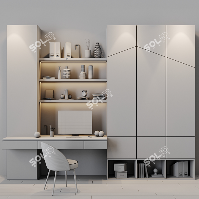 Product Title: Modern Workplace Desk 3D model image 3