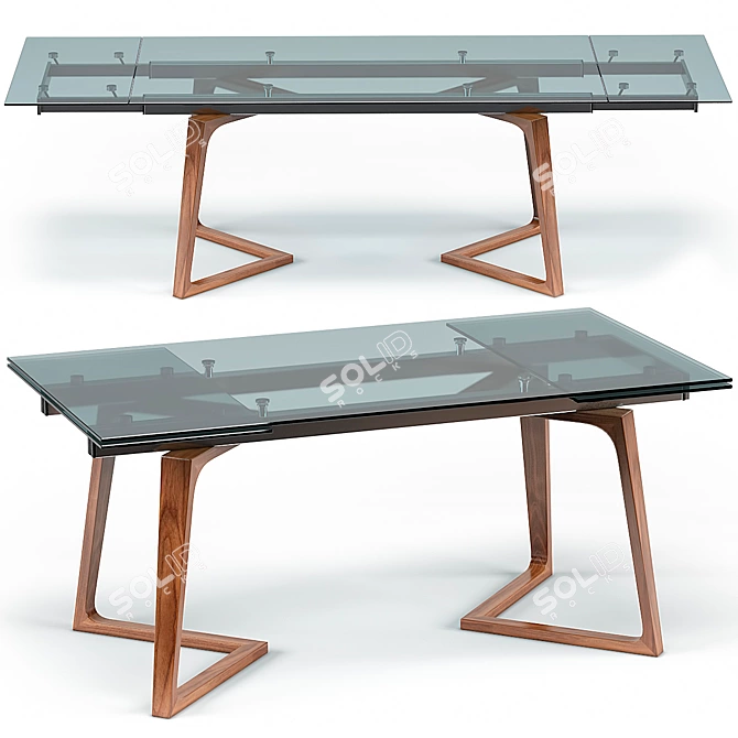 Title: Modani Allister Extendable Dining Table - Sleek and Versatile 3D model image 1