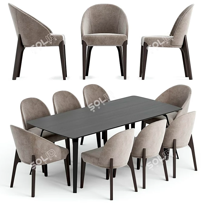 Luxury Bugatti Sandalye Dining Set 3D model image 1