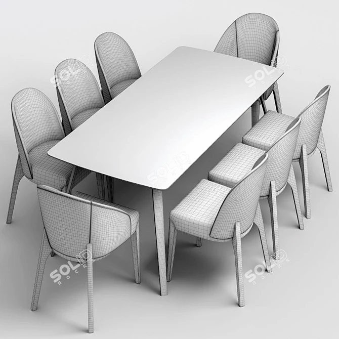 Luxury Bugatti Sandalye Dining Set 3D model image 3