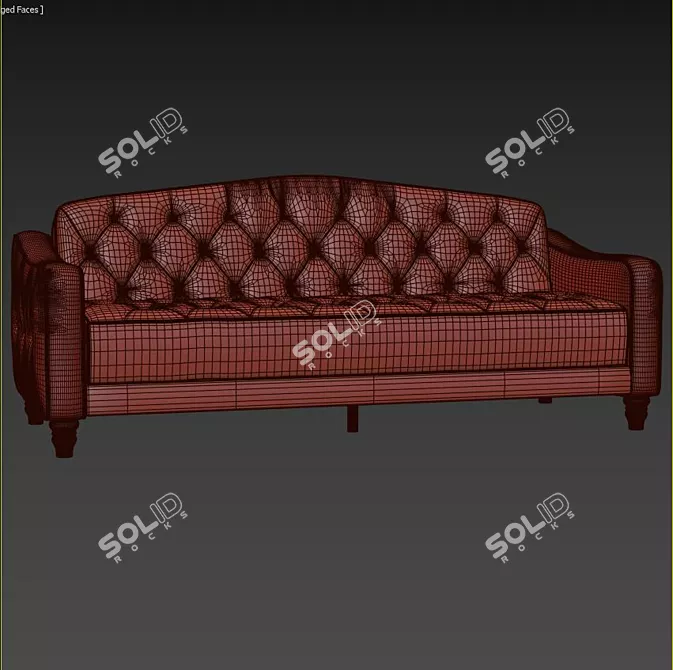 Retro Tufted Sofa Bed 3D model image 3