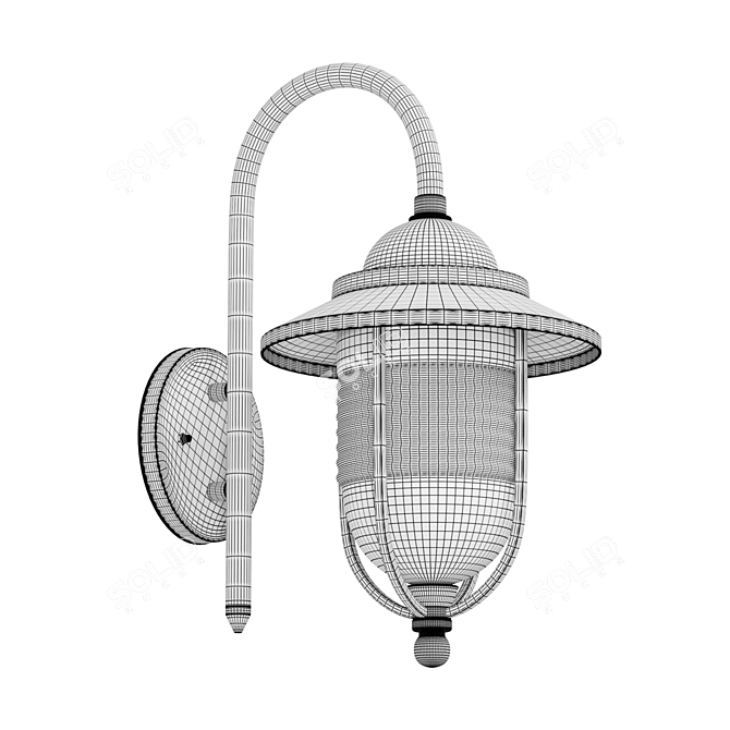 Elegant Black Fishermans Wall Lantern 3D model image 3