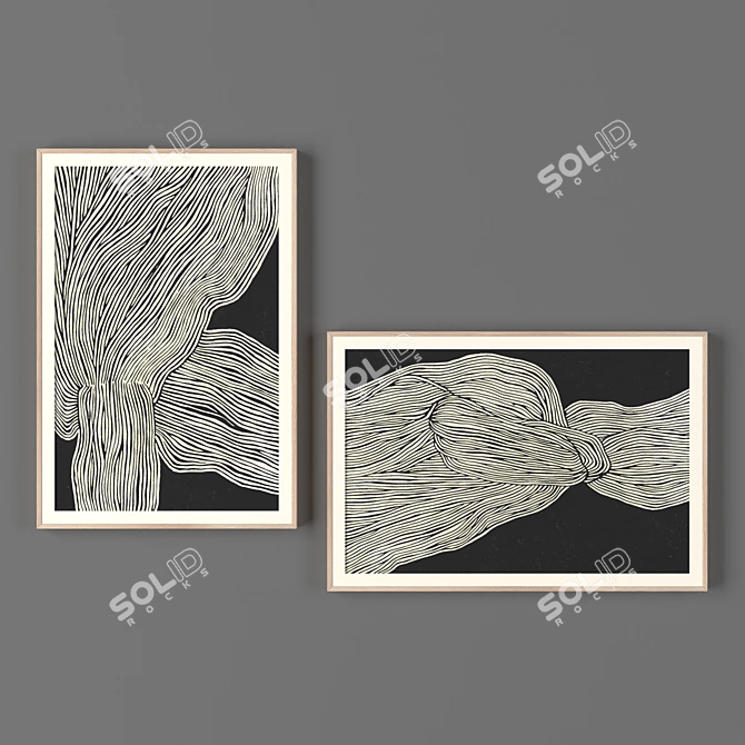 Wooden Frame Painting Collection 3D model image 1