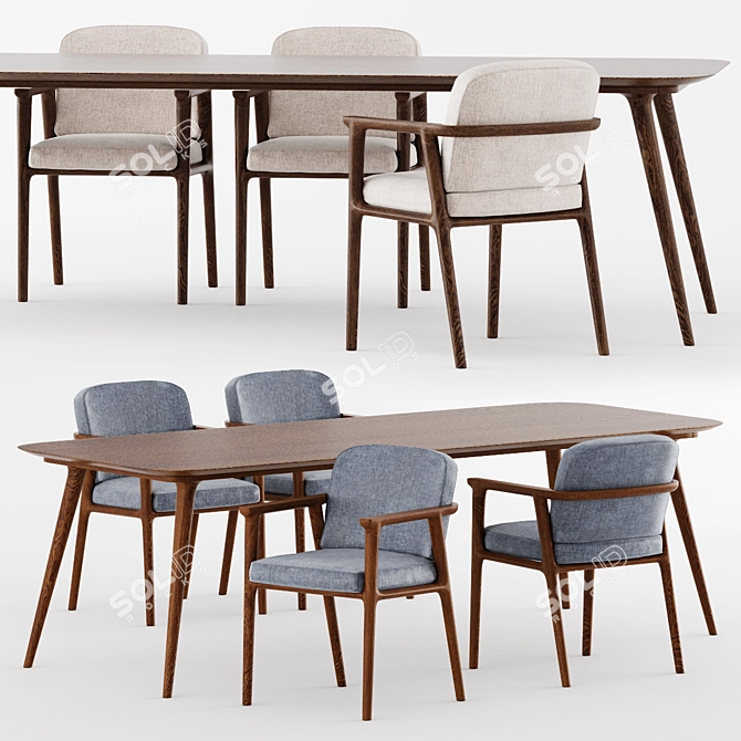 Elegant Zio Dining Set by Moooi 3D model image 1