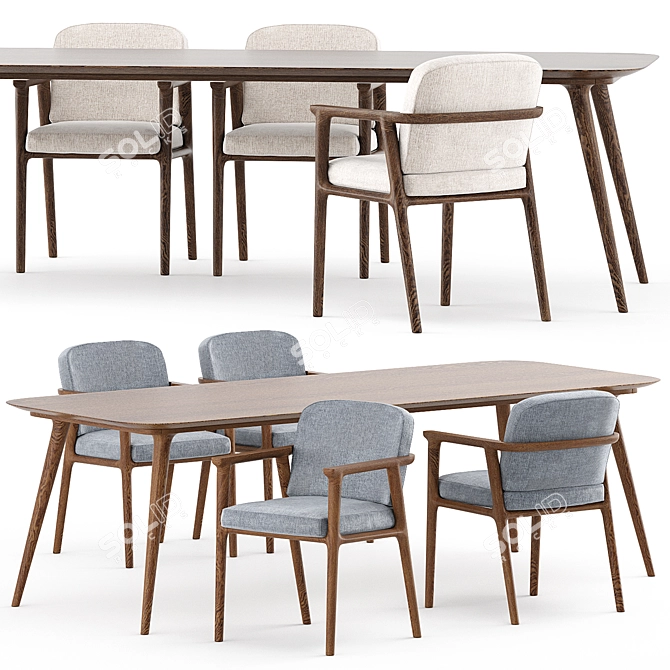 Elegant Zio Dining Set by Moooi 3D model image 4