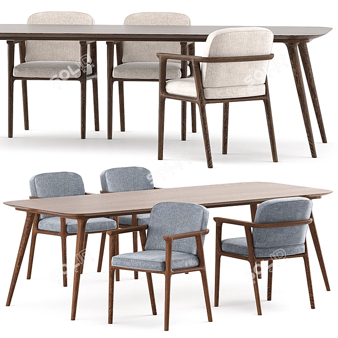 Elegant Zio Dining Set by Moooi 3D model image 8