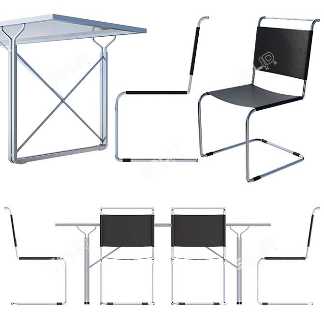 Poliform Activity Table & Chair Set - Modern and Versatile 3D model image 2