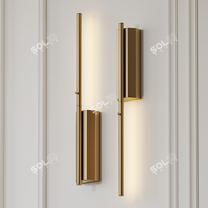 Elegant Brass Wall Lamp 3D model image 1